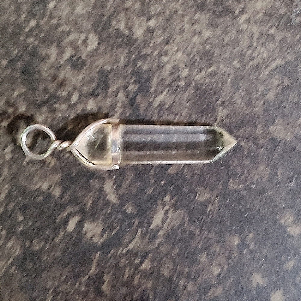 Clear Crystal Quartz Sterling Silver For Necklace Pendant Pendulum Etc Gemstone